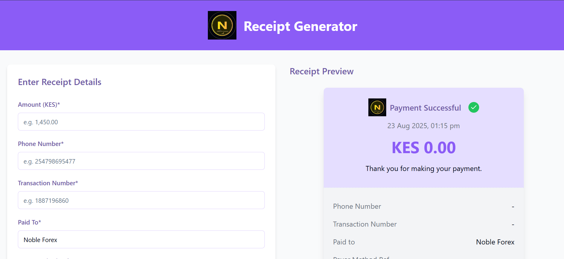 Receipt Generation System